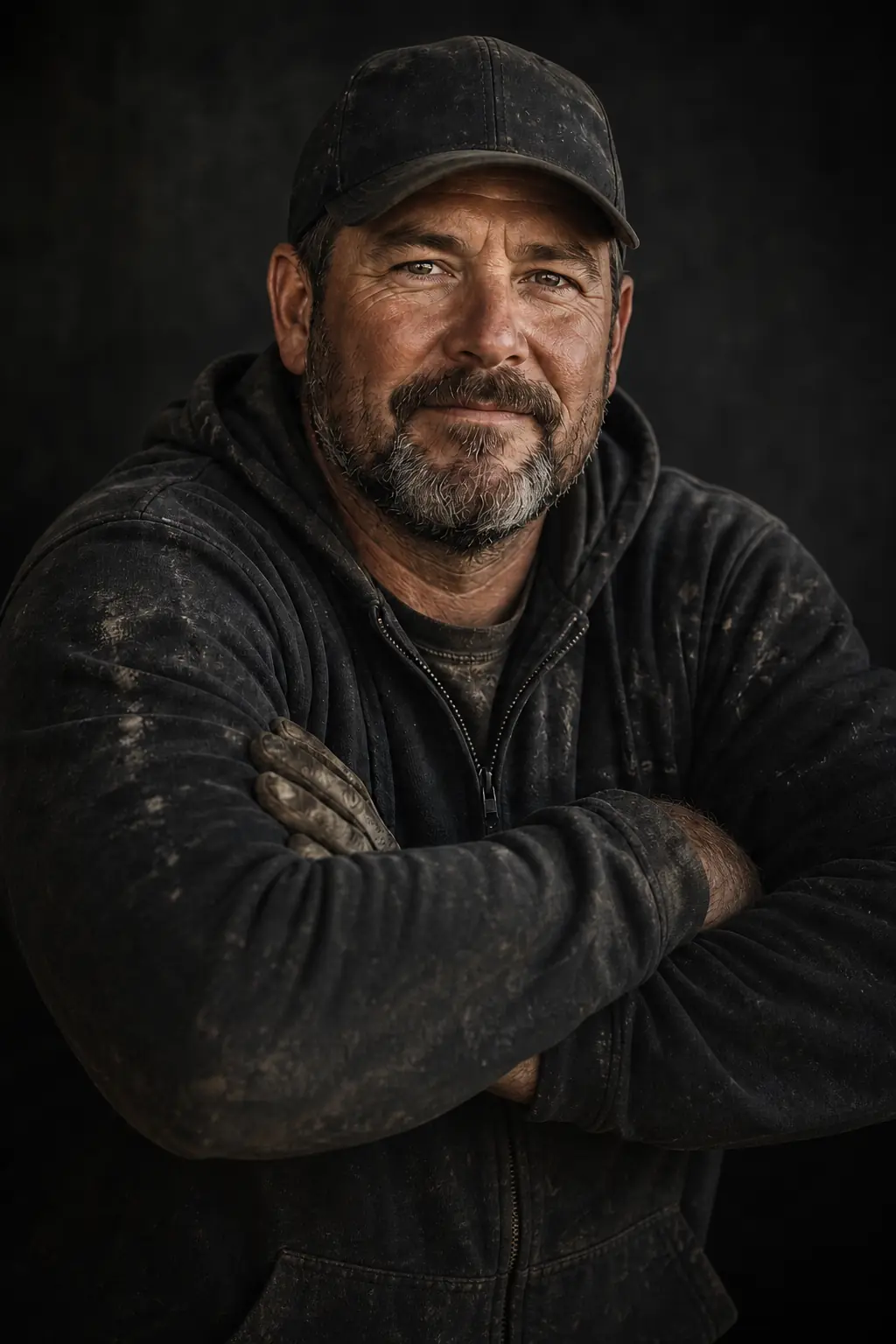 Illustrative portrait of a Texas contractor in work clothes